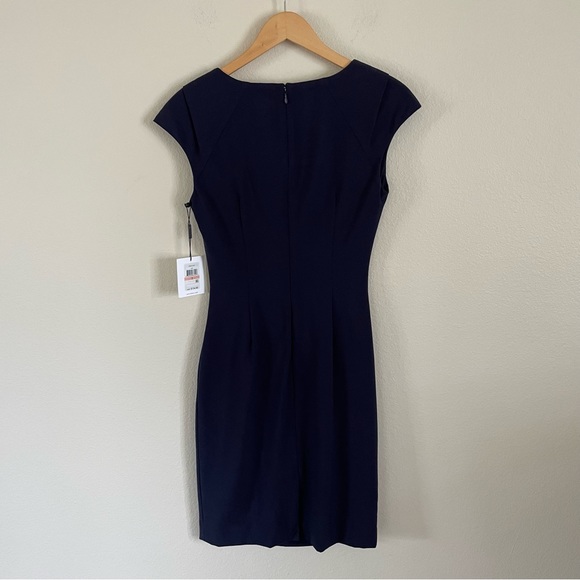 Calvin Klein Sheath Dress Gathered Side Detail Navy Size 2 NWT - Picture 5 of 11
